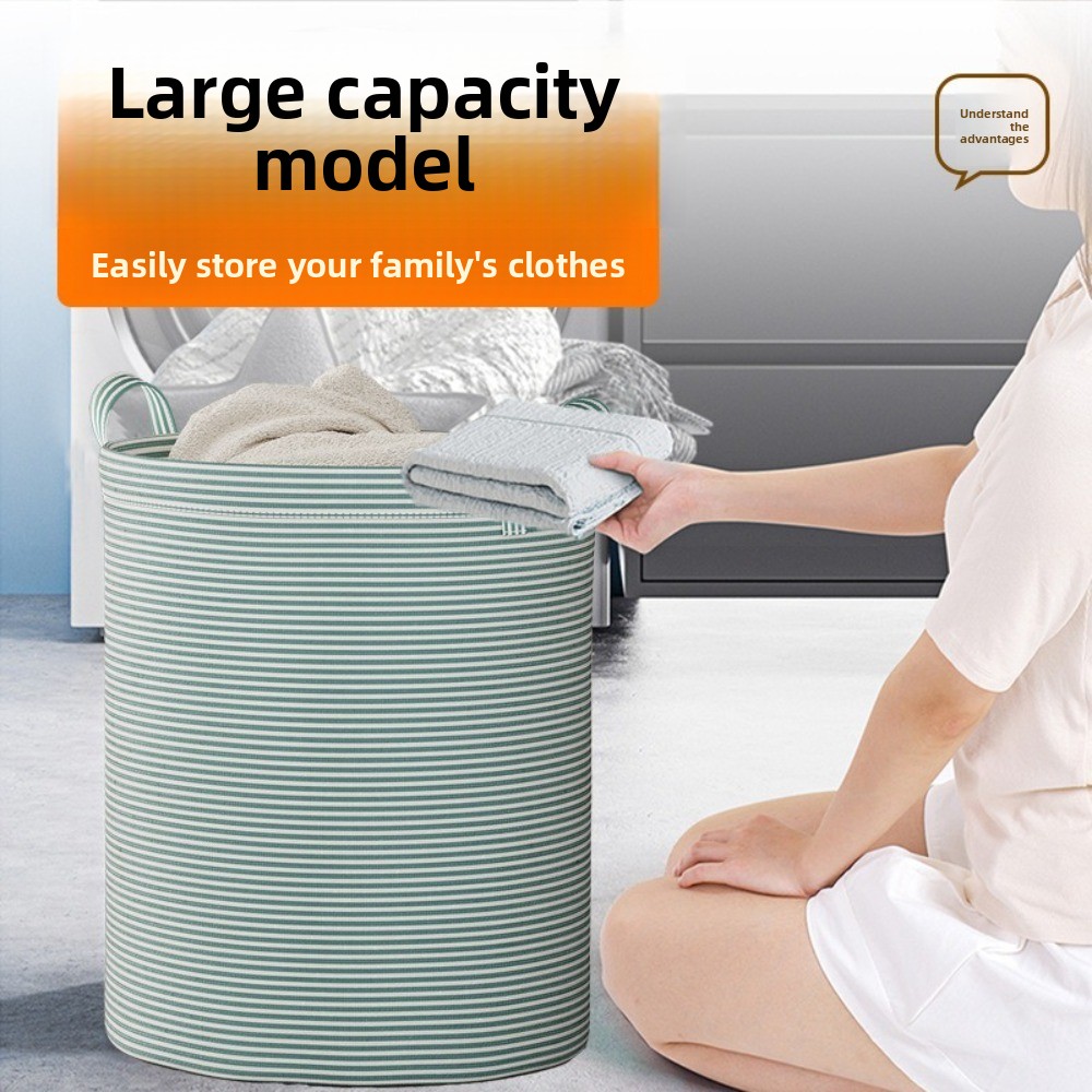 Laundry - ตะกร้าซักผ้าแบบพับได้ ผ้าฝ้ายและผ้าลินิน ตะกร้าเก็บของความจุขนาดใหญ่ เสื้อผ้าสกปรก ของใช้ในครัวเรือน ของเล่นเด็ก