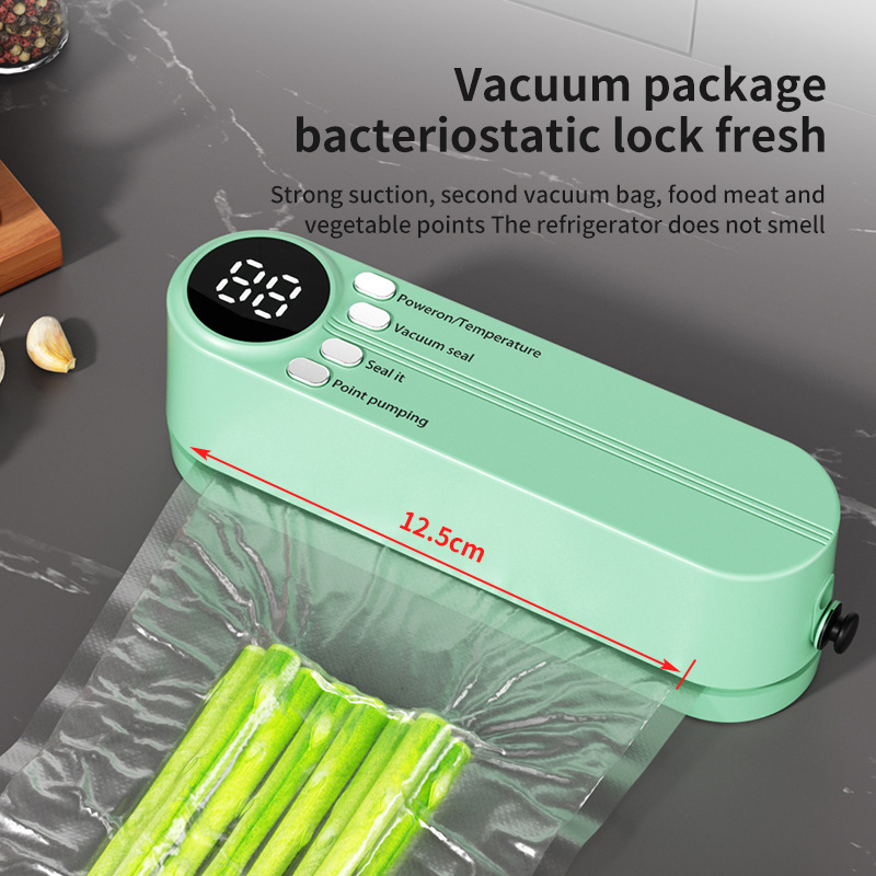 Food Vacuum Sealer Machine - เครื่องซีลสูญญากาศแบบพกพาไร้สาย, เครื่องซีลอาหารพลาสติกแบบชาร์จไฟได้สำหรับใช้ในครัวเรือน, เครื่องบรรจุภัณฑ์สำหรับใช้ในครัว