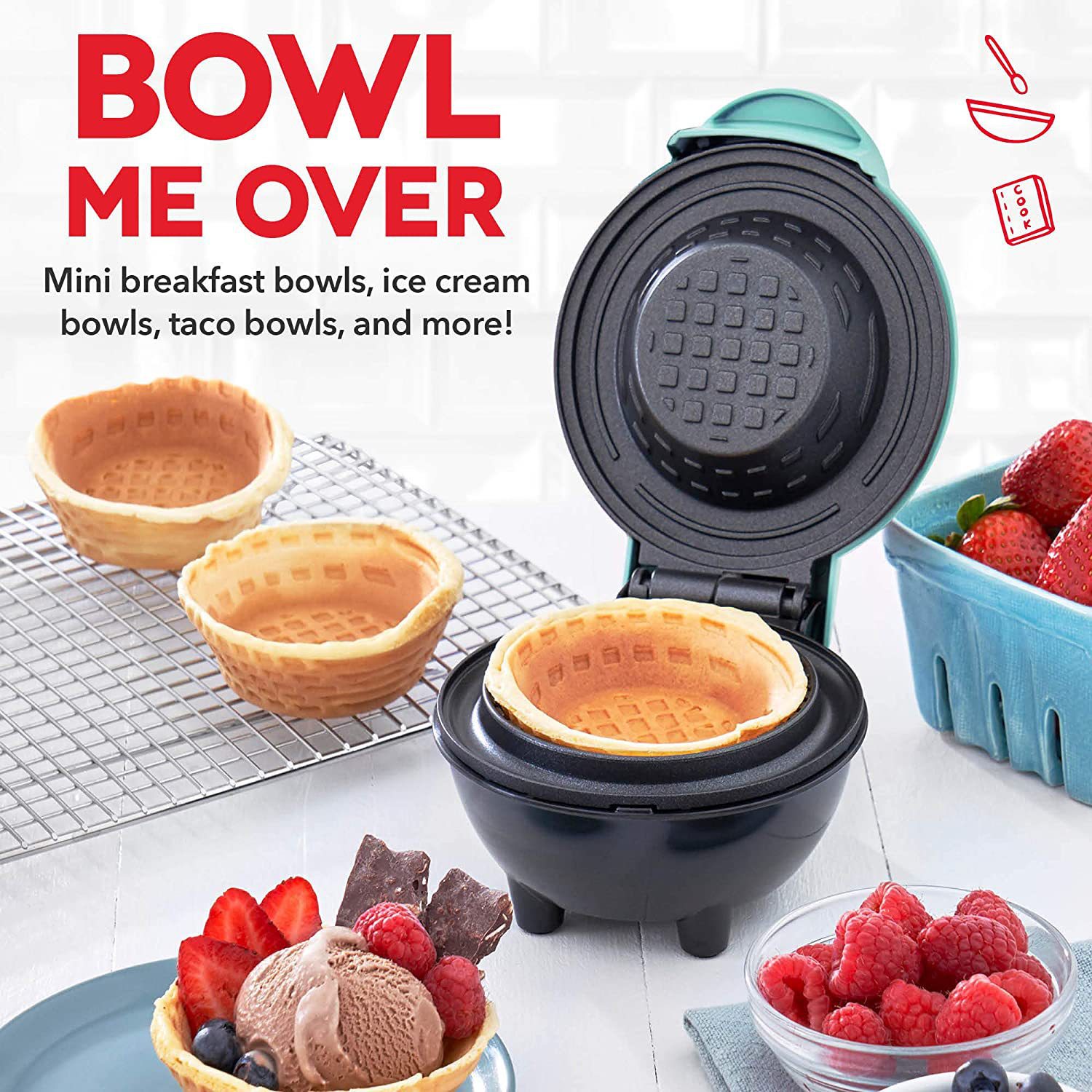 เครื่องทำวาฟเฟิลชามขนาดเล็ก ไฟ - Mini Waffle Maker Machine บทวิจารณ์และราคา